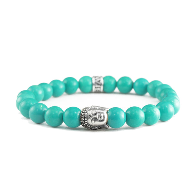 Bracelet Tête Bouddha en Argent et Turquoise