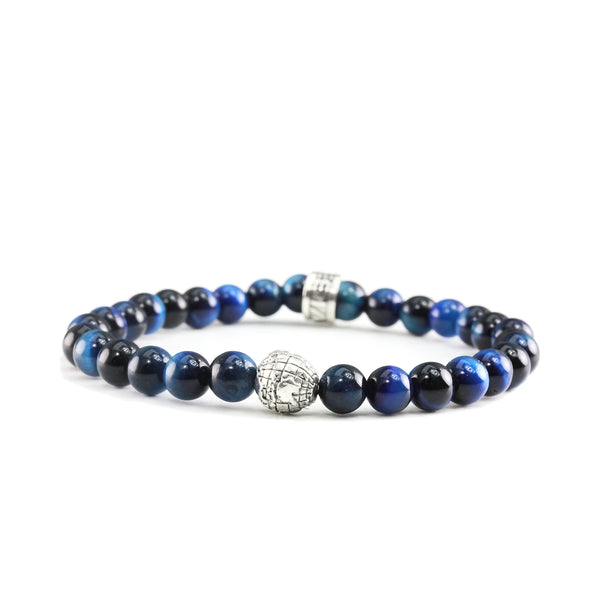 Bracelet Globe Mini Oeil de Tigre Bleu Navy