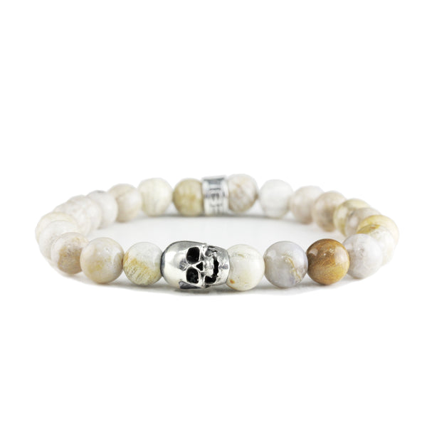 Bracelet Skull Corail Fossilisé