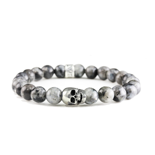 Bracelet Skull Larvikite et argent