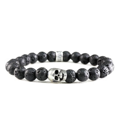 Bracelet Skull Lava et argent