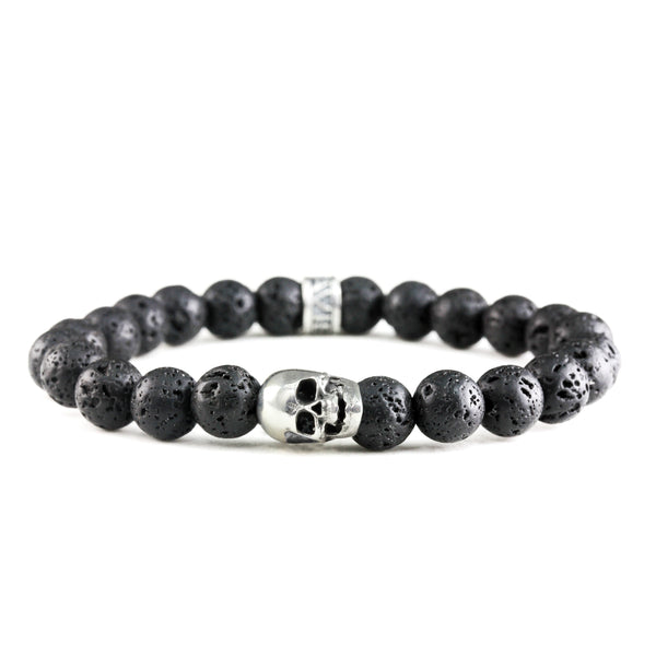 Bracelet Skull Lava et argent