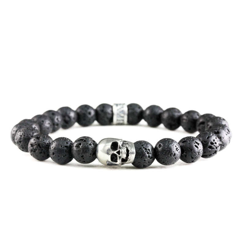 Bracelet Skull Lava et argent