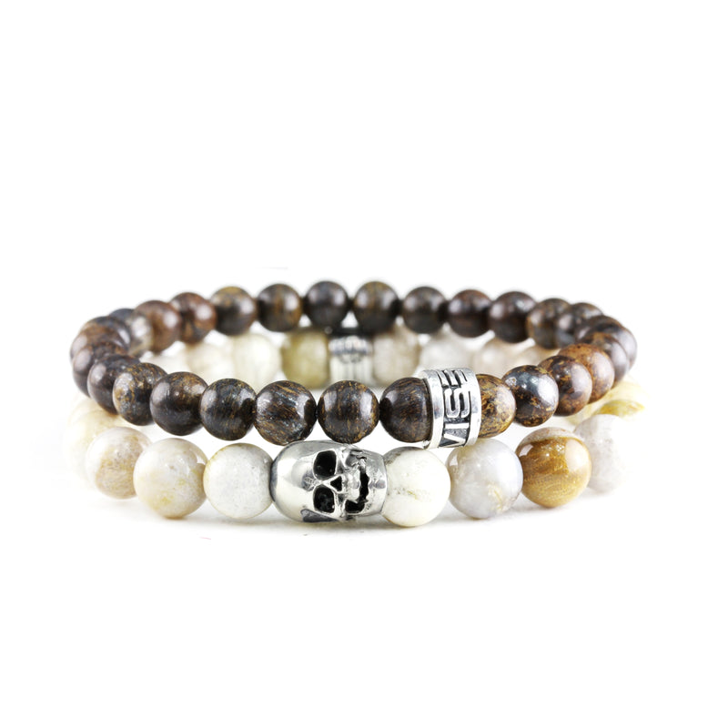 Bracelet Duo Skull Corail F. - Bronzite