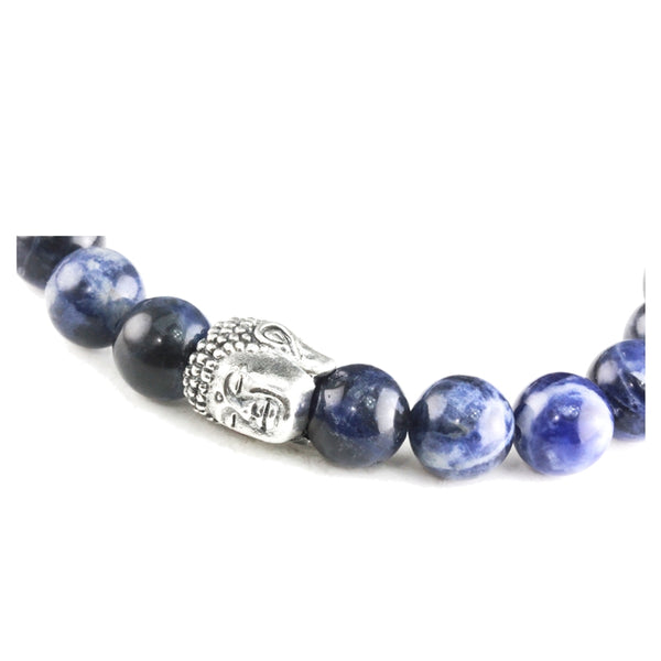 Bracelet Tête Bouddha en Argent et Sodalite