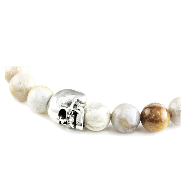 Bracelet Skull Corail Fossilisé