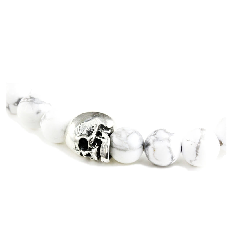 Bracelet Skull Howlite et argent