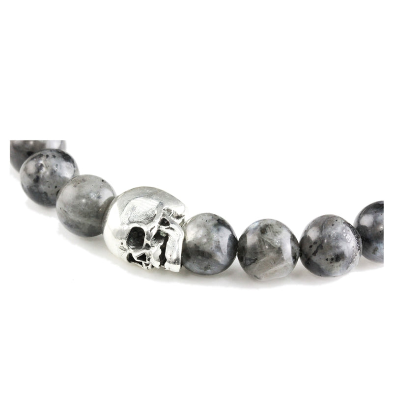 Bracelet Skull Larvikite et argent