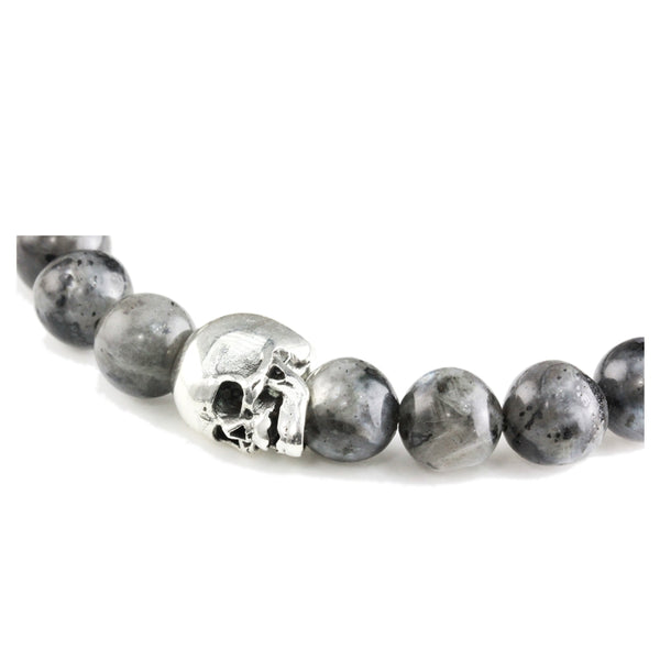 Bracelet Duo Skull Larvikite - Onyx Poli et argent