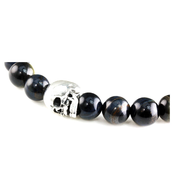 Bracelet Skull Oeil de Tigre Bleu