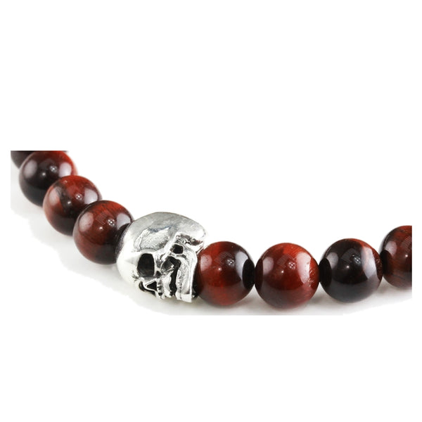 Bracelet Skull Oeil de Tigre Rouge