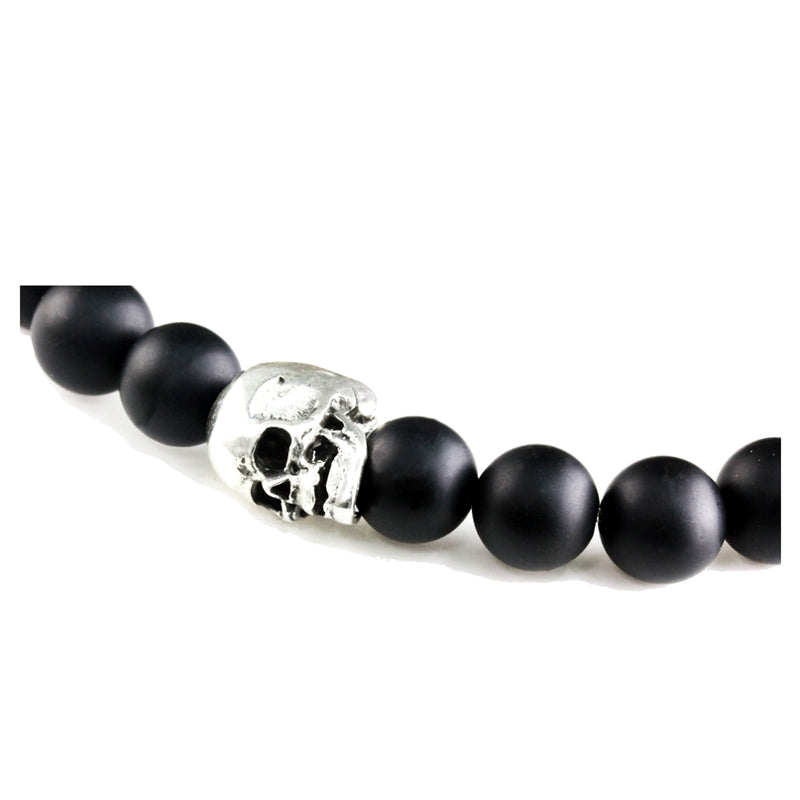 Bracelet Skull Onyx Mate et argent