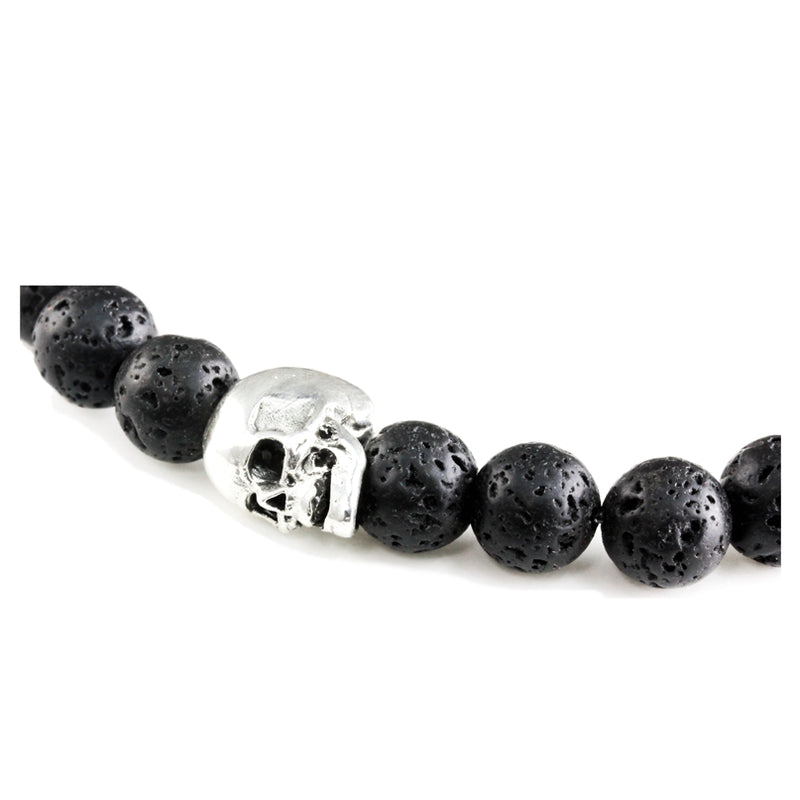 Bracelet Skull Lava et argent