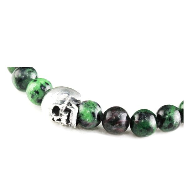 Bracelet Skull Rubis Zoisite et argent