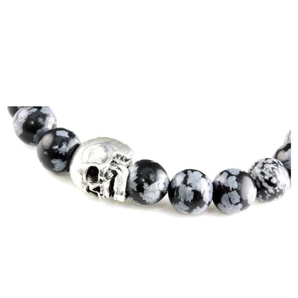 Bracelet Duo Skull Snow Flake - Onyx Poli et argent